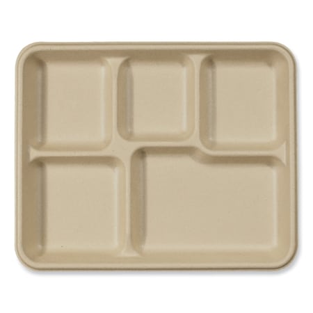 World Centric Fiber Trays, 5-Compartment, 8.5 x 10.24 x 1.01, Natural, Paper, 400PK TR-SC-5C-LFS